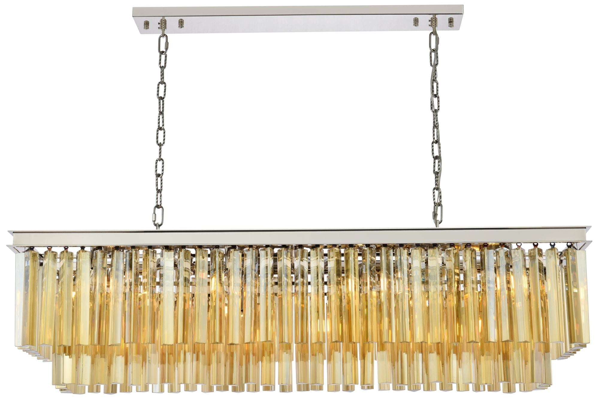 Sydney 12-Light 50" Polished Nickel Chandelier Golden Teak
