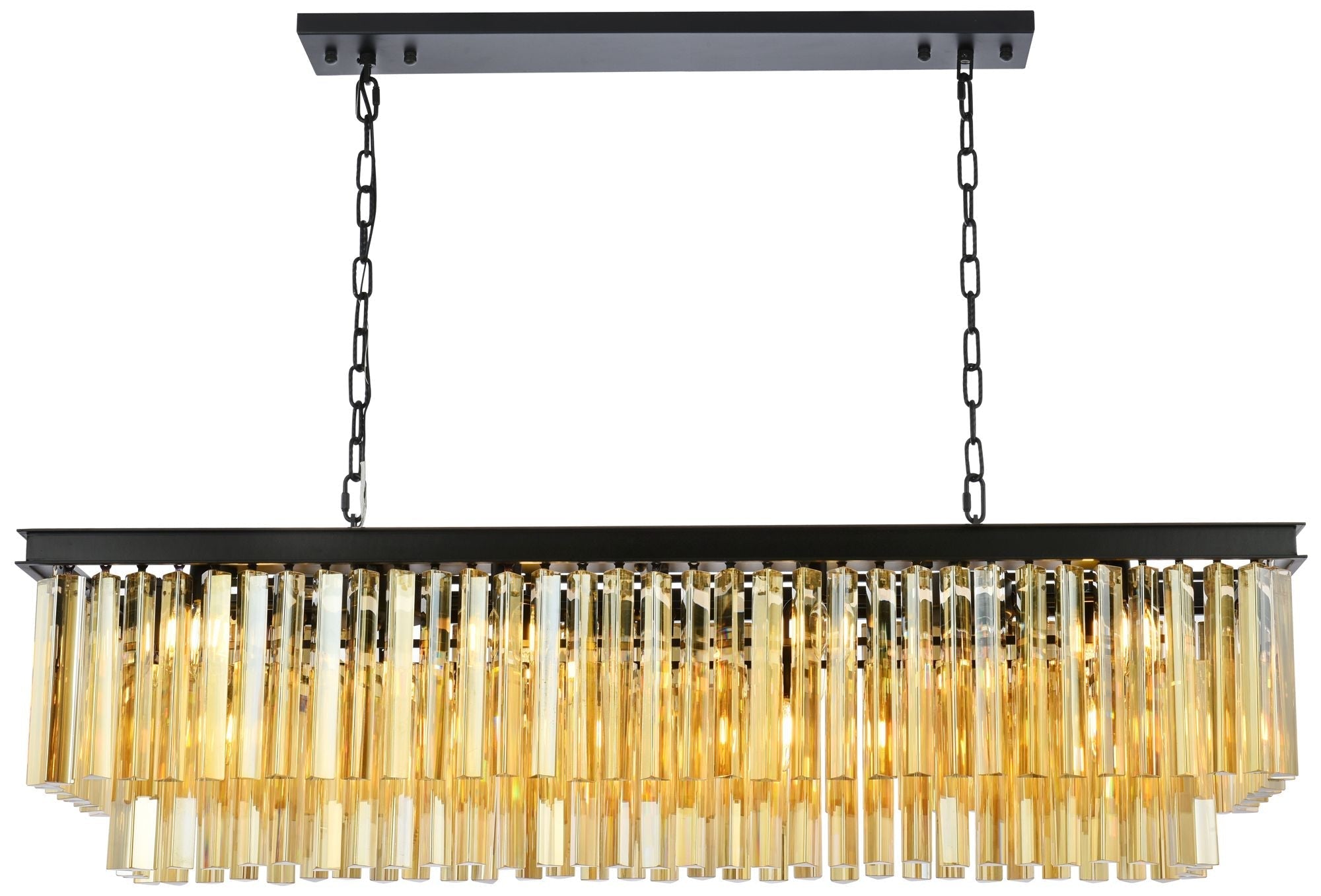 Sydney 12-Light Matte Black Chandelier (Golden Teak)