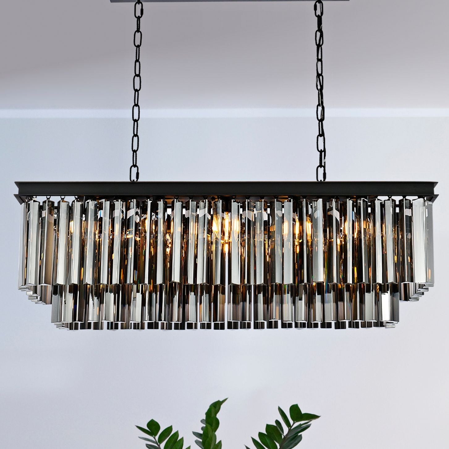 Sydney 12-Light Matte Black Chandelier (Grey)