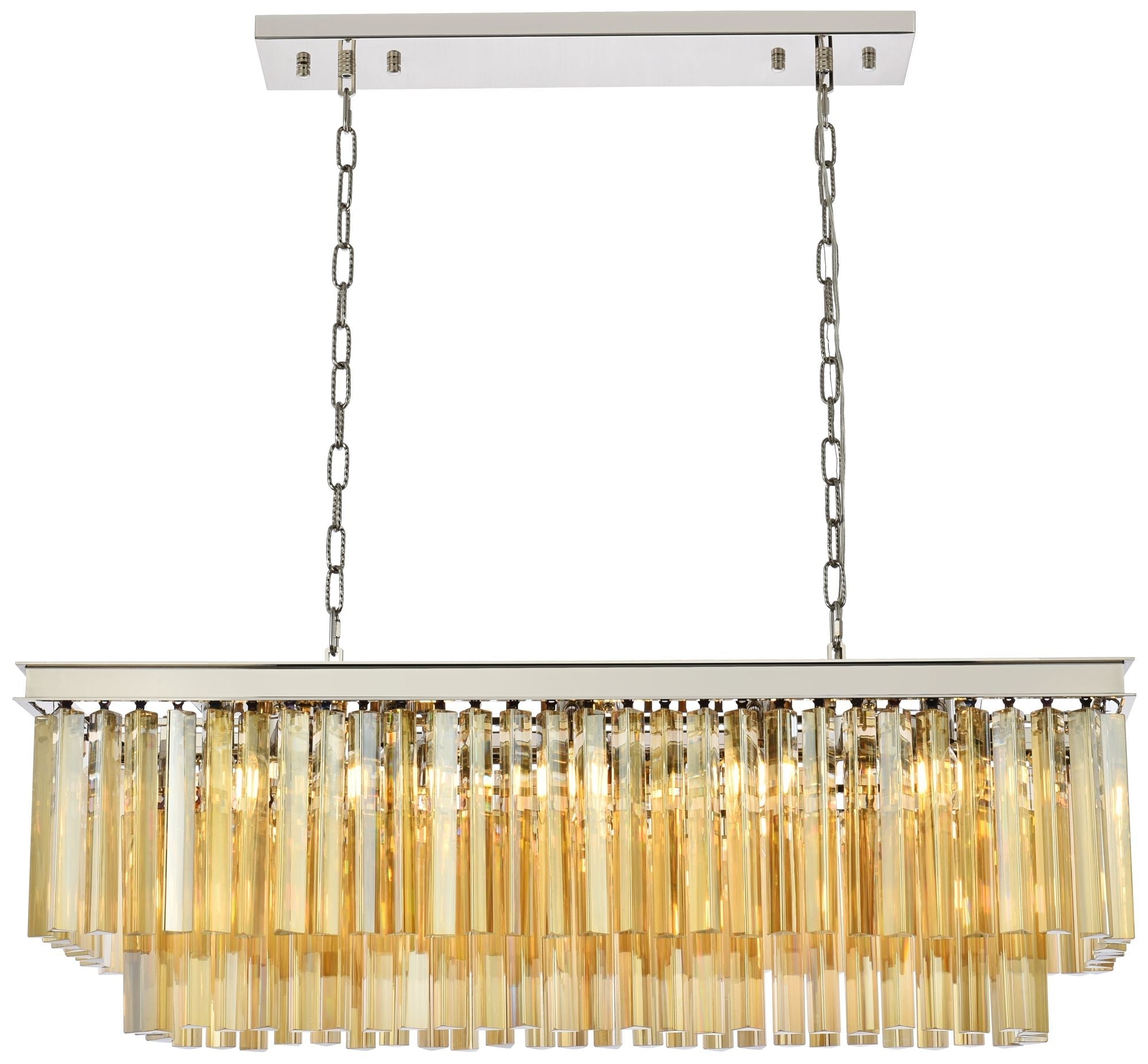 Sydney 12-Light Polished Nickel Chandelier Golden Teak