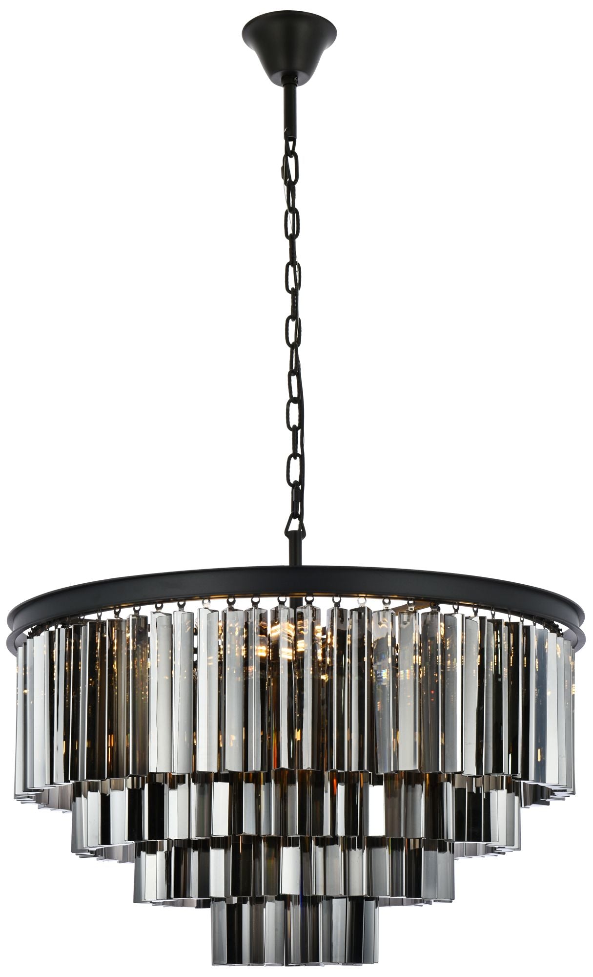 Sydney 17-Light Matte Black Chandelier Silver Shade (Grey)