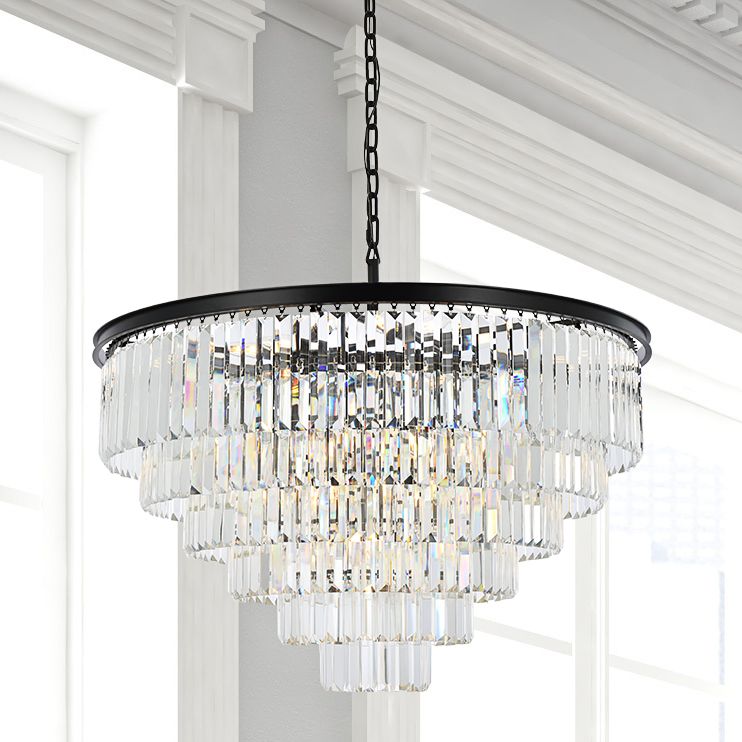Sydney 33-Light Matte Black Chandelier Clear