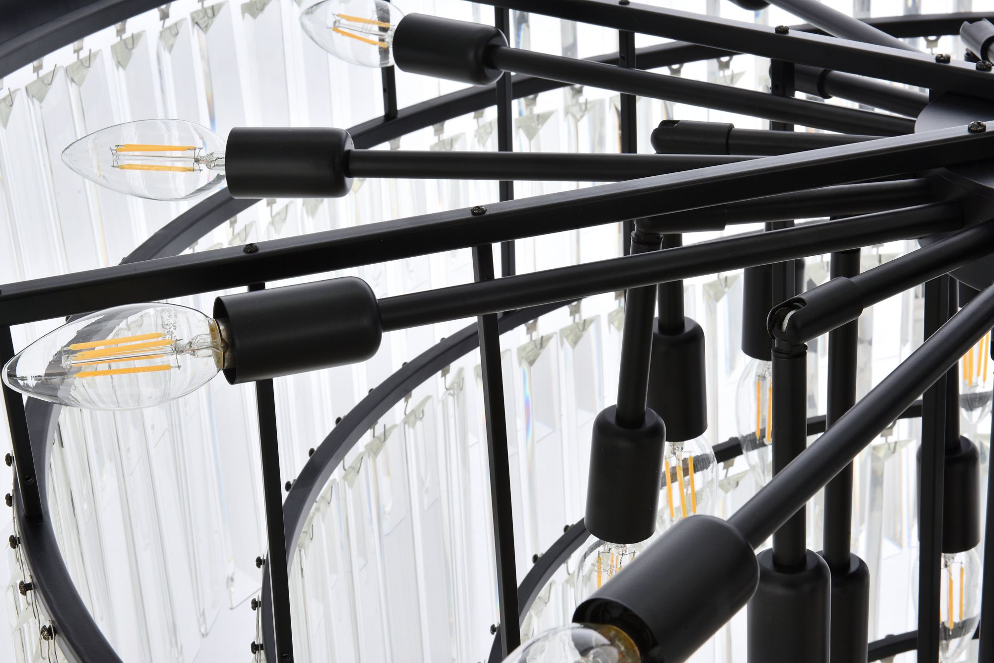Sydney 33-Light Matte Black Chandelier Clear