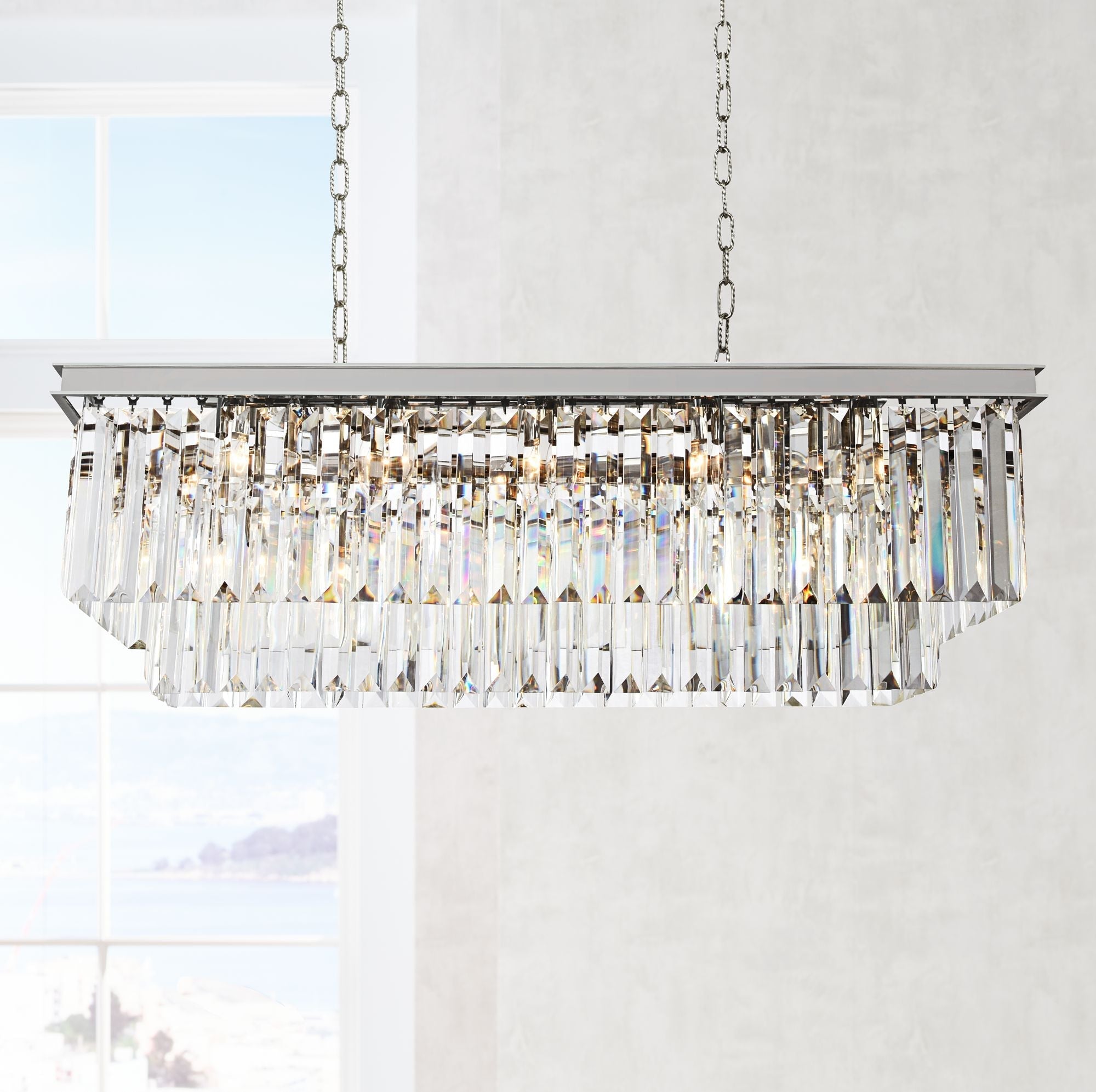 Sydney 40"W Nickel and Crystal Kitchen Linear Pendant