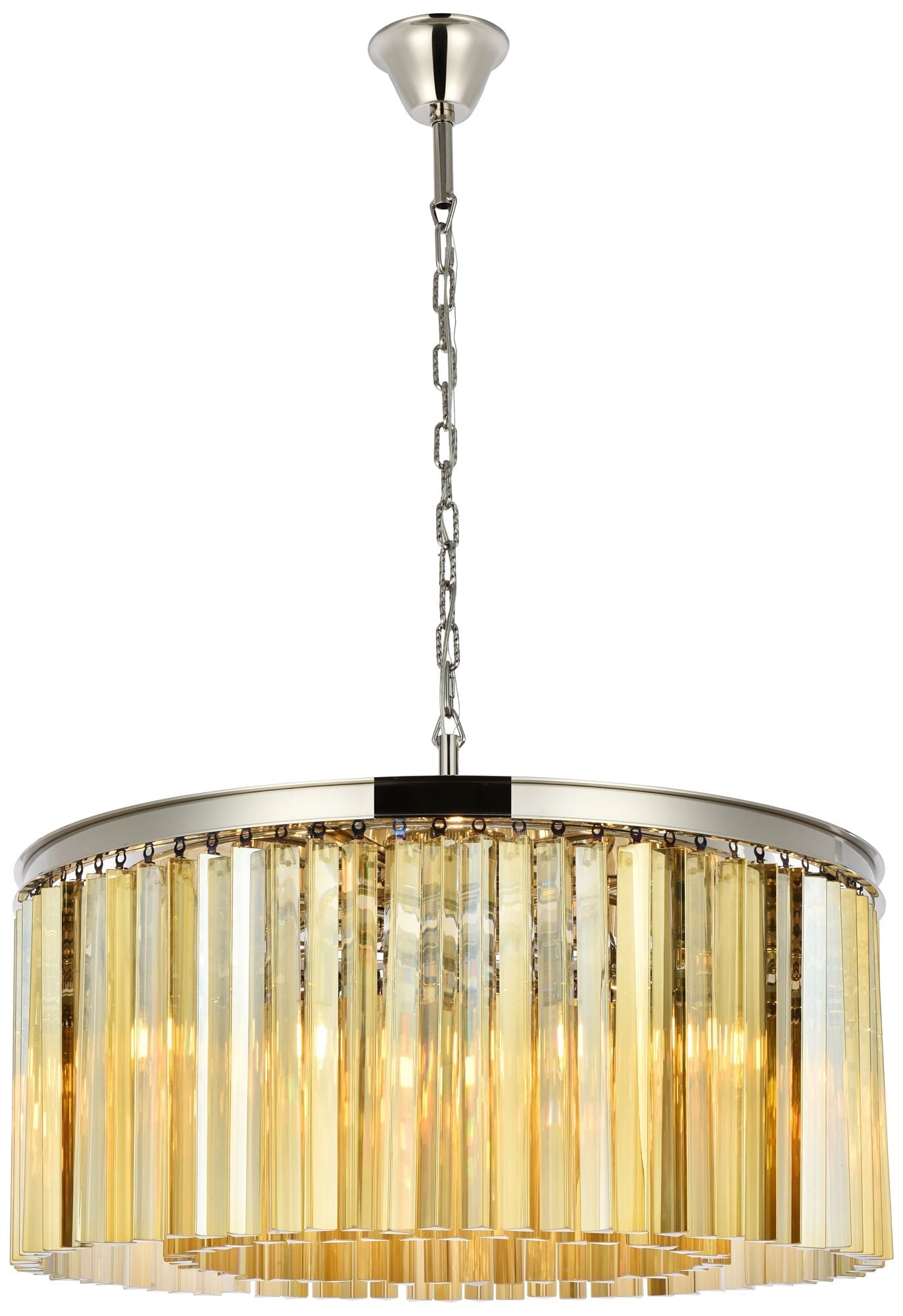 Sydney 8-Light Polished Nickel Chandelier Golden Teak