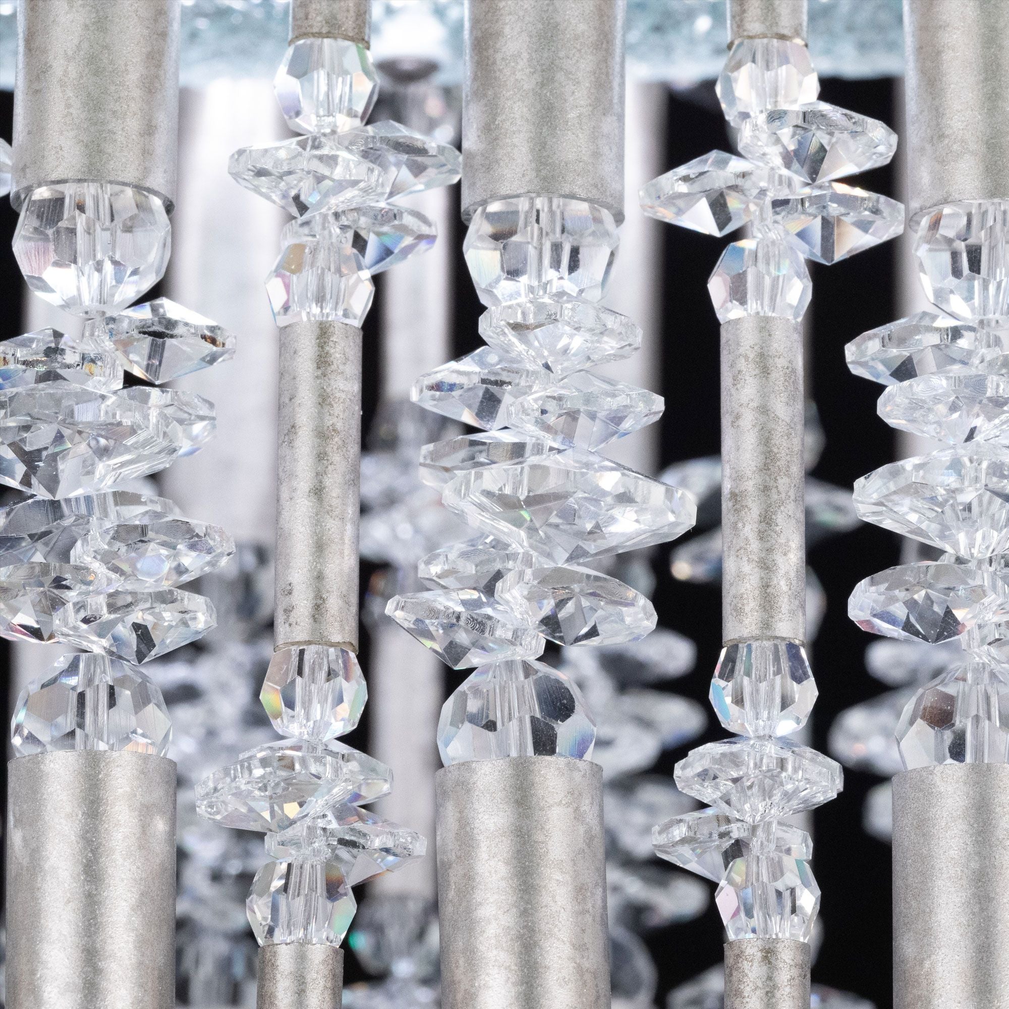 Tahitian 48" Wide Antique Silver Crystal Linear Pendant