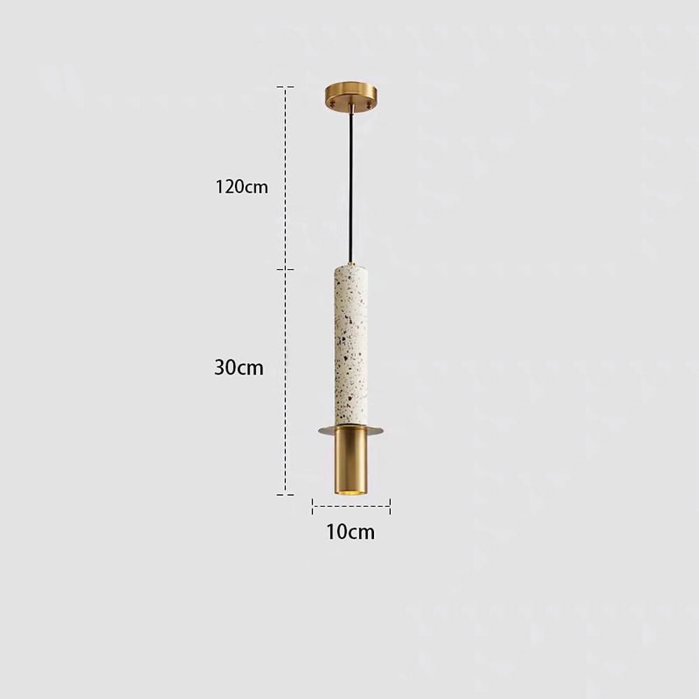Cylindrical Mid Century Pendant Light Metal Marble LED