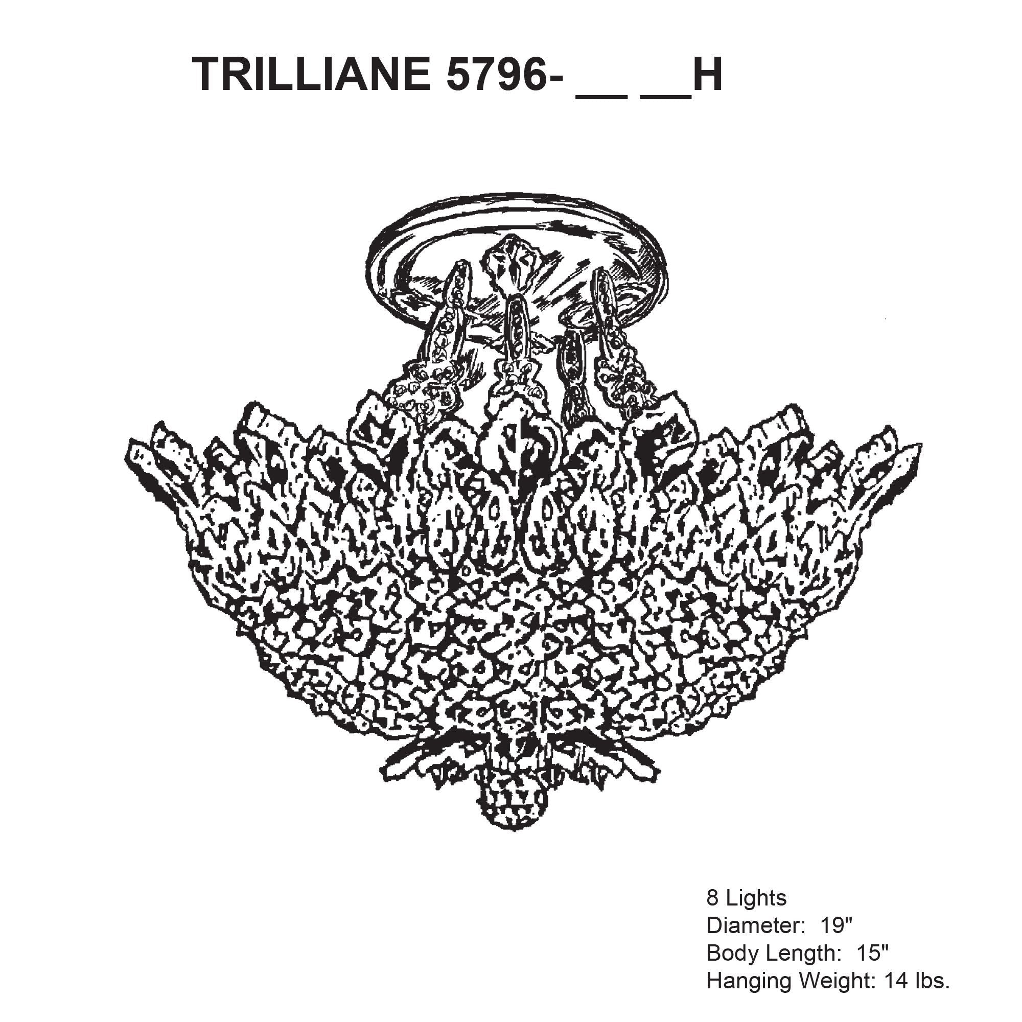 Trilliane 15"H X 8-Light Crystal Mount Chandelier