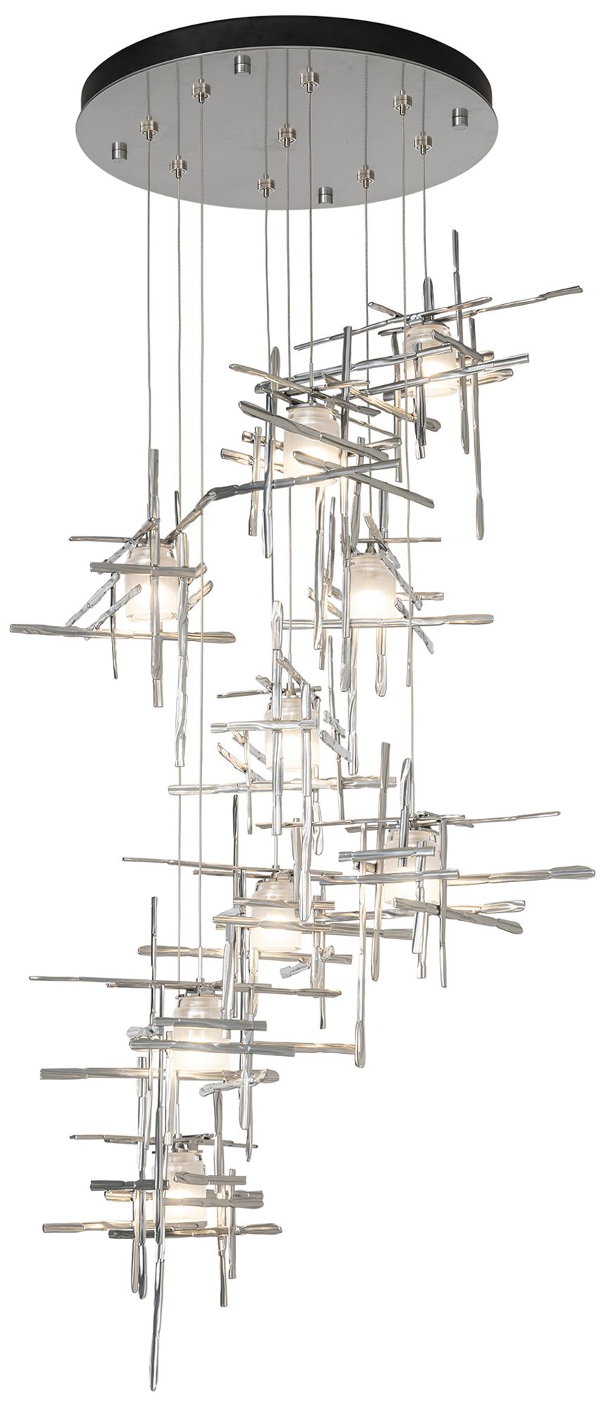 Tura 9-Light Frosted Glass Round Chandelier