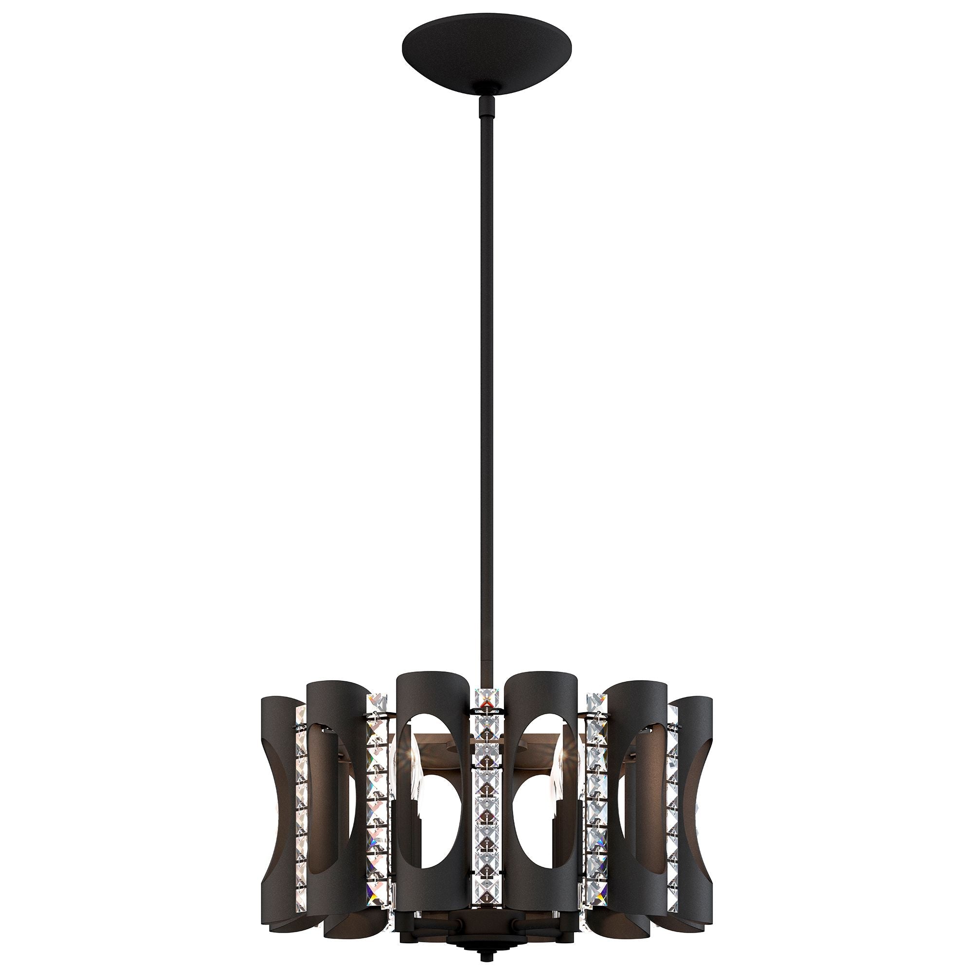 Twilight 8.5"H X 4-Light Crystal Pendant in Black