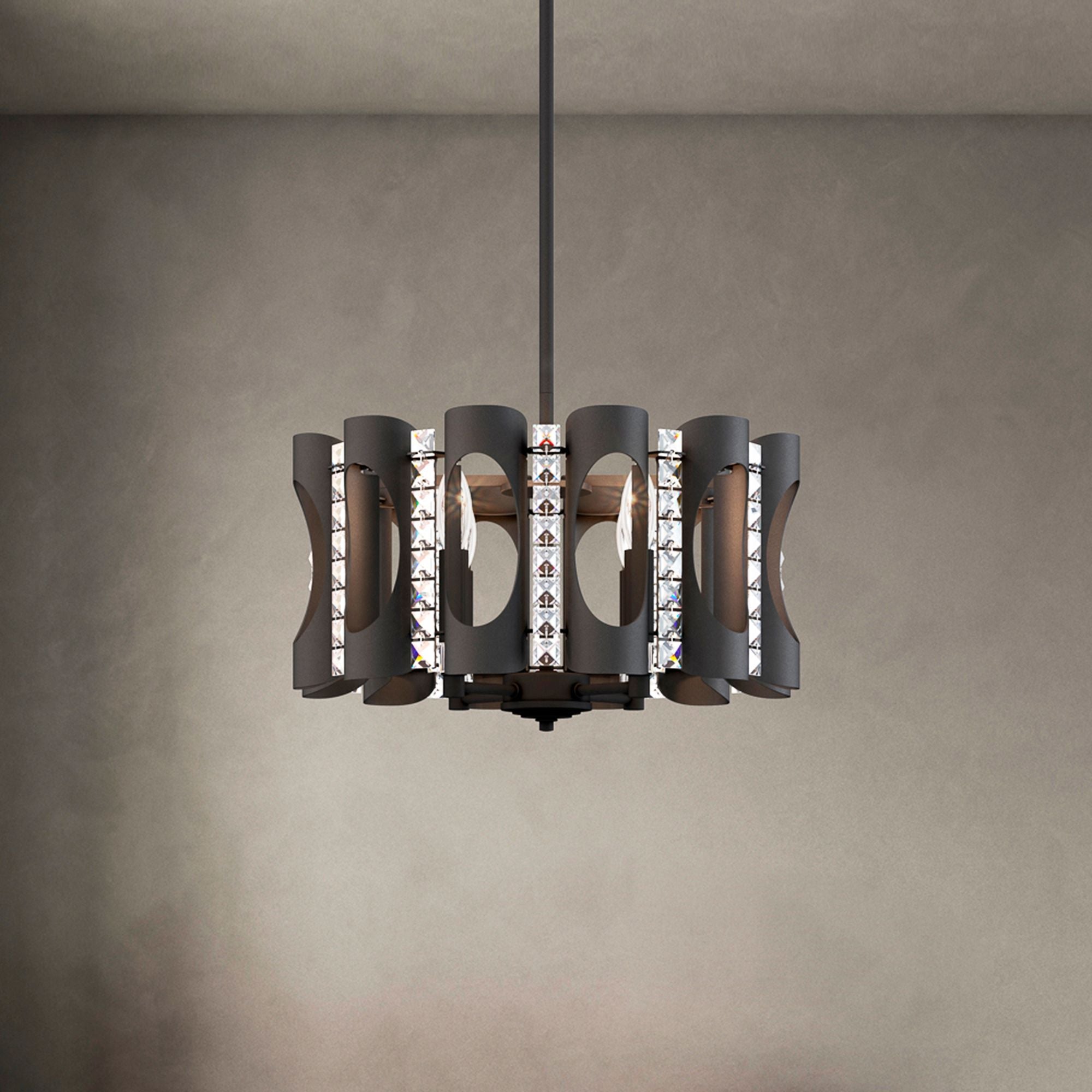 Twilight 8.5"H X 4-Light Crystal Pendant in Black