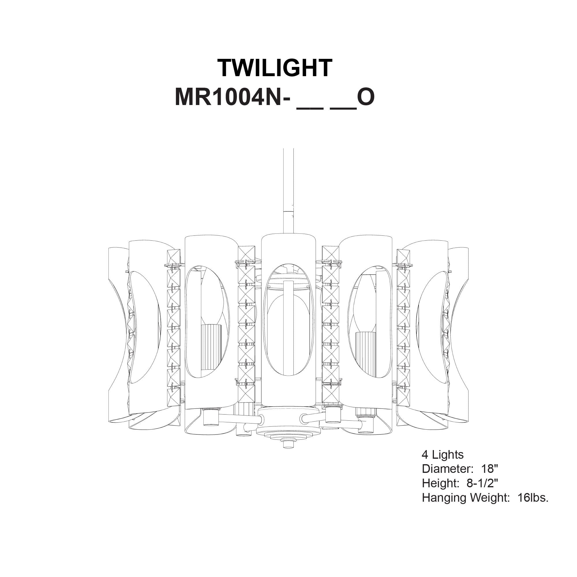 Twilight 8.5"H X 4-Light Crystal Pendant in White