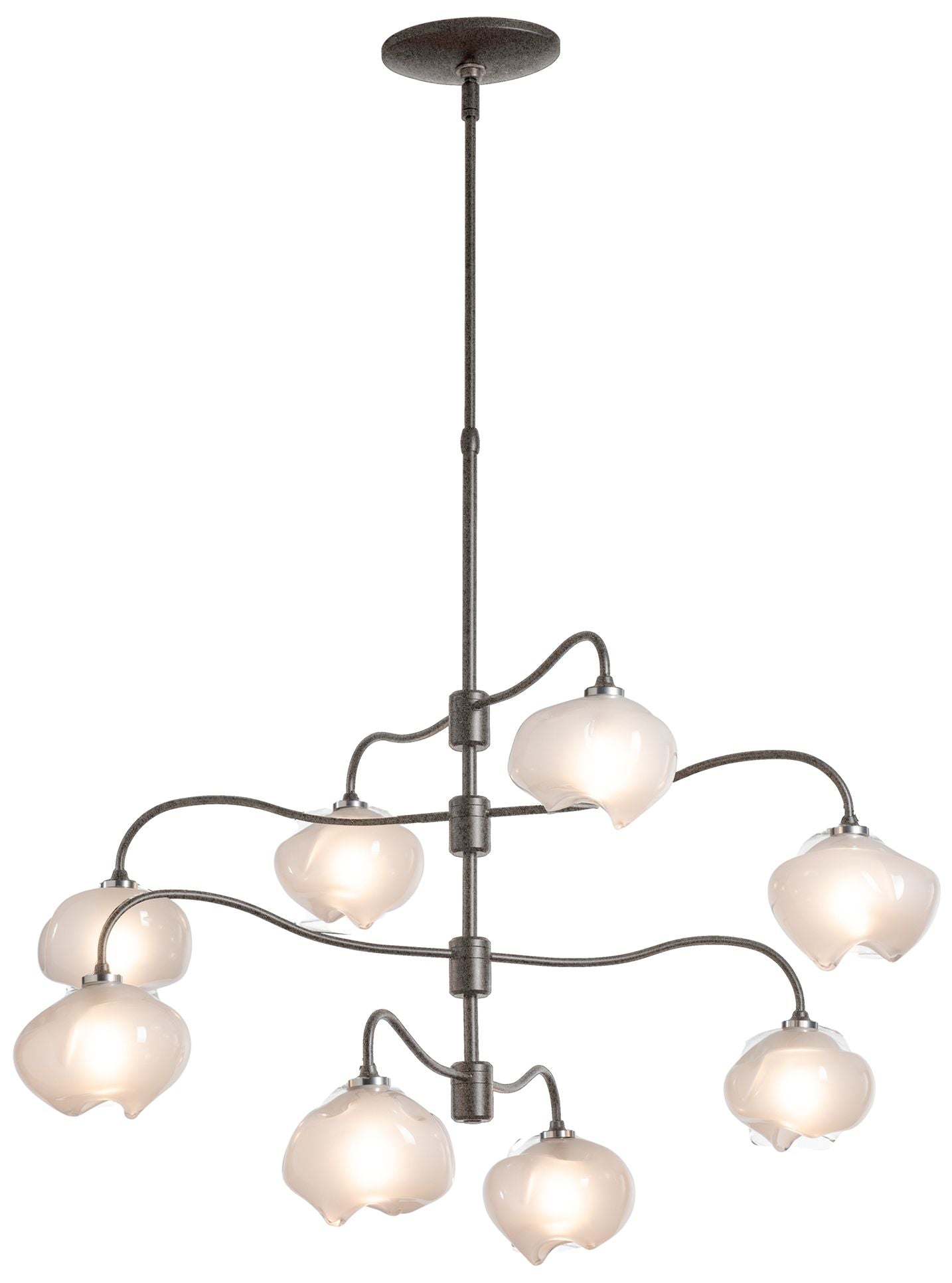 Ume 8-Light Iron Finish Frosted Chandelier