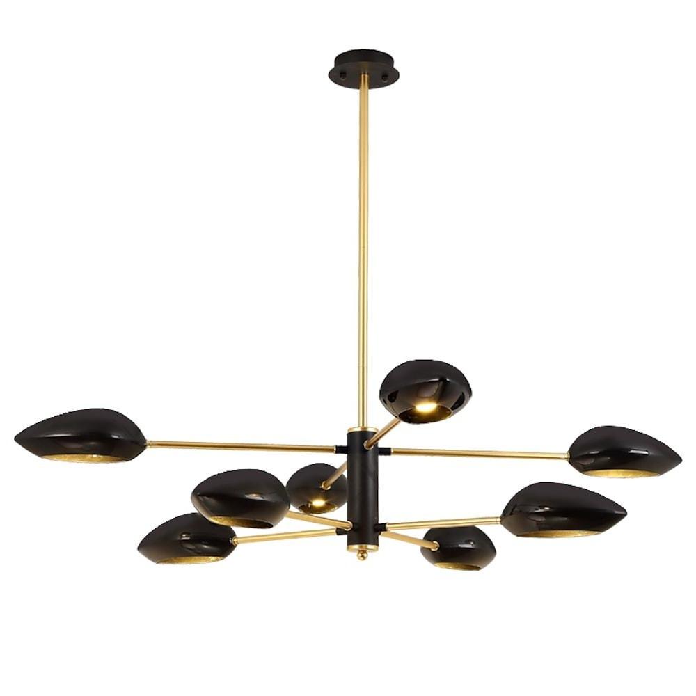 Artistic Black Farmhouse Chandelier with 8 LED Angled