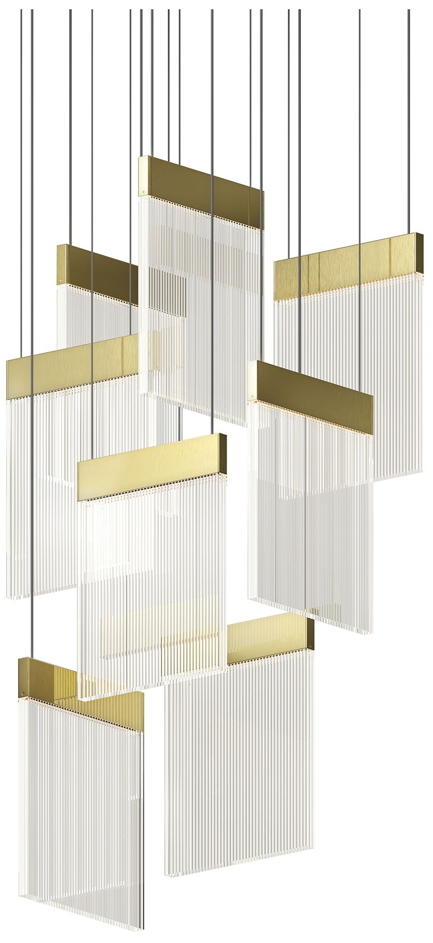 V Panels 8-Light Brass Pendant