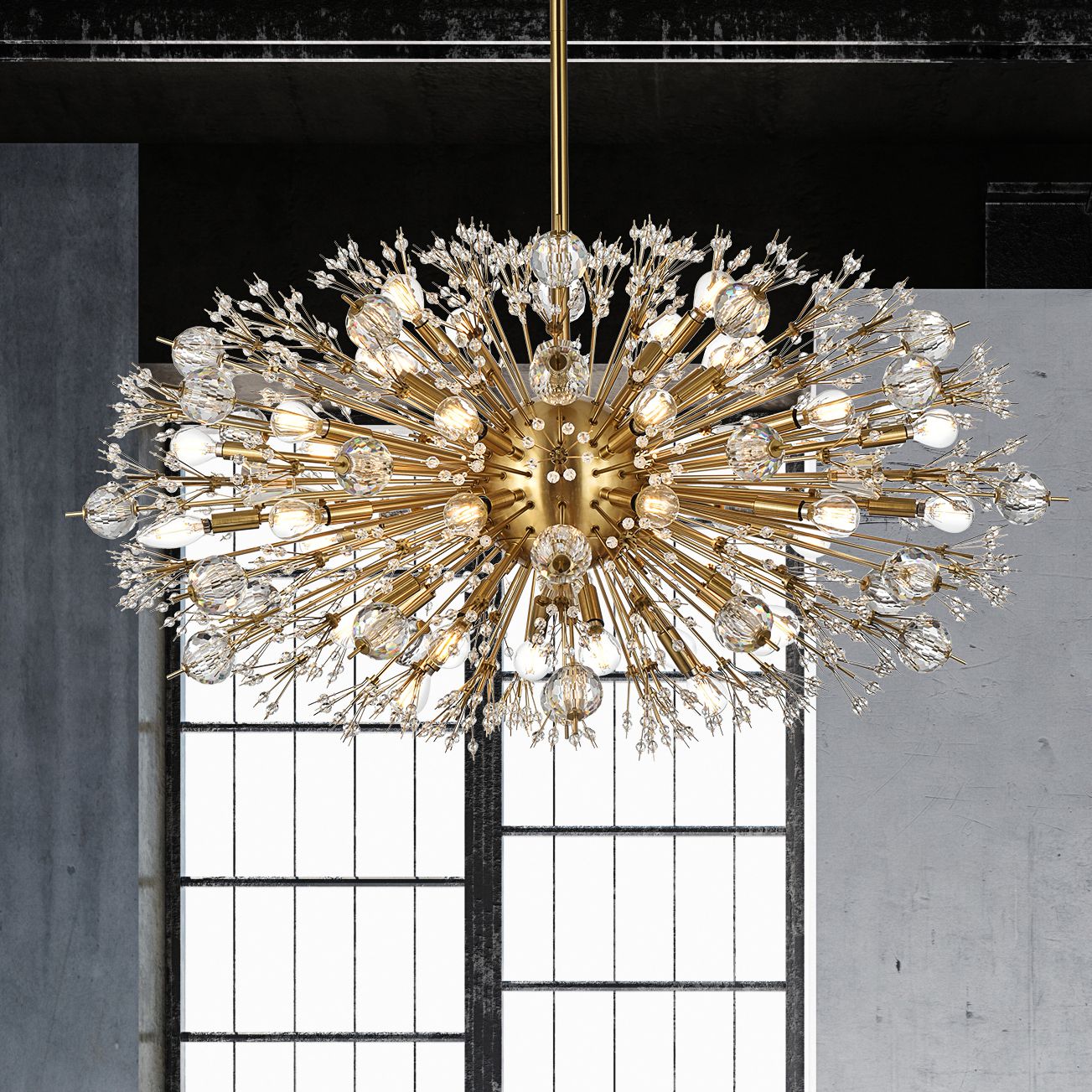 Vera 42" Wide Gold Metal 38-Light Starburst Chandelier
