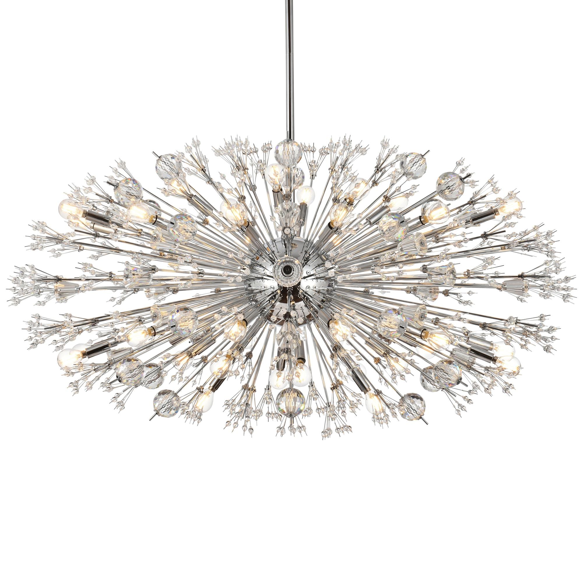 Vera 48" Wide Chrome Metal 38-Light Oval Chandelier
