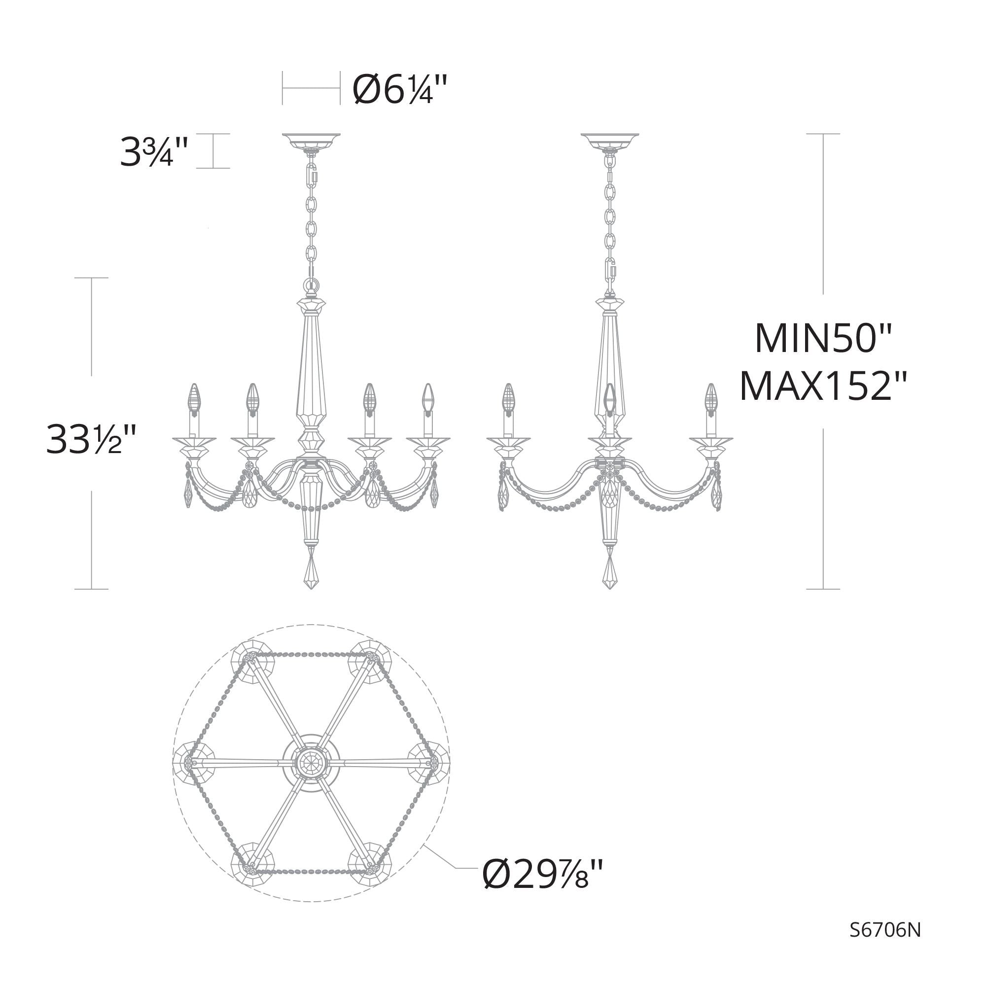 Verona 33.5"H X 6-Light Crystal Chandelier