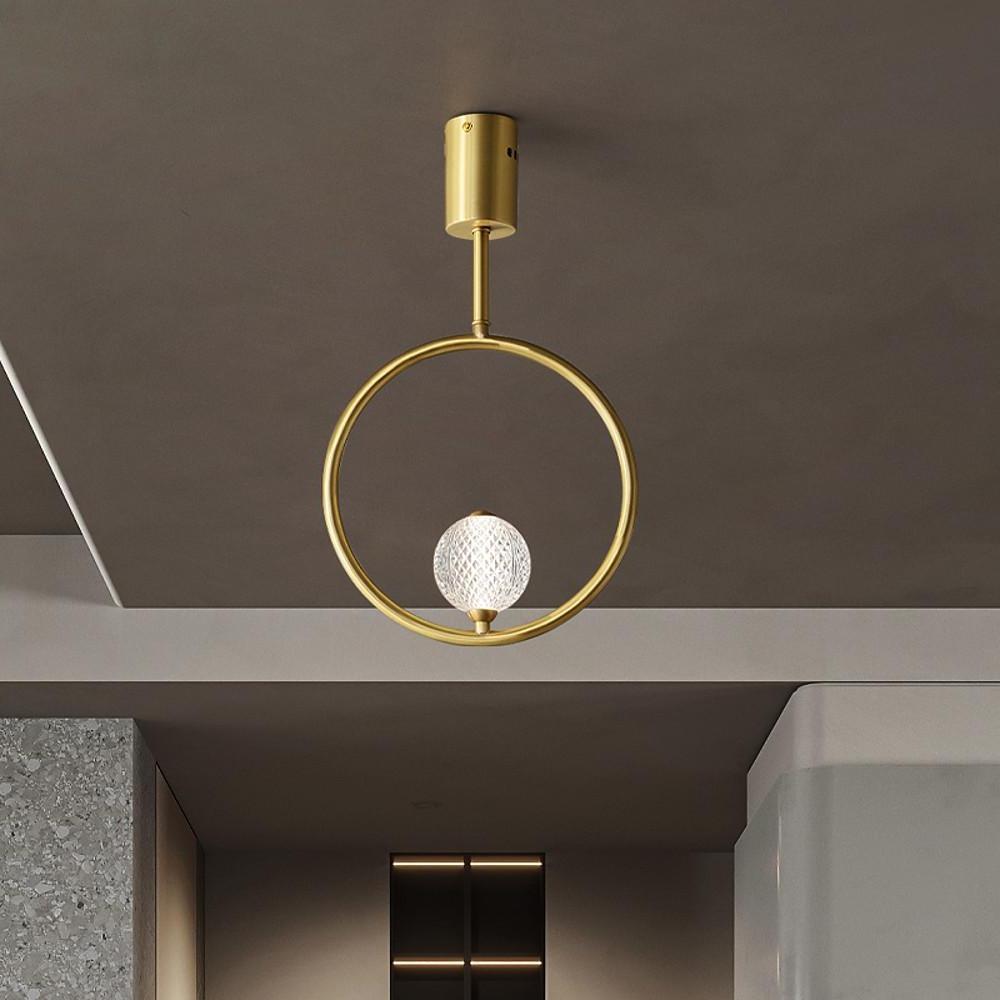 Ring Globe Acrylic Brass Flush Mount Ceiling Light