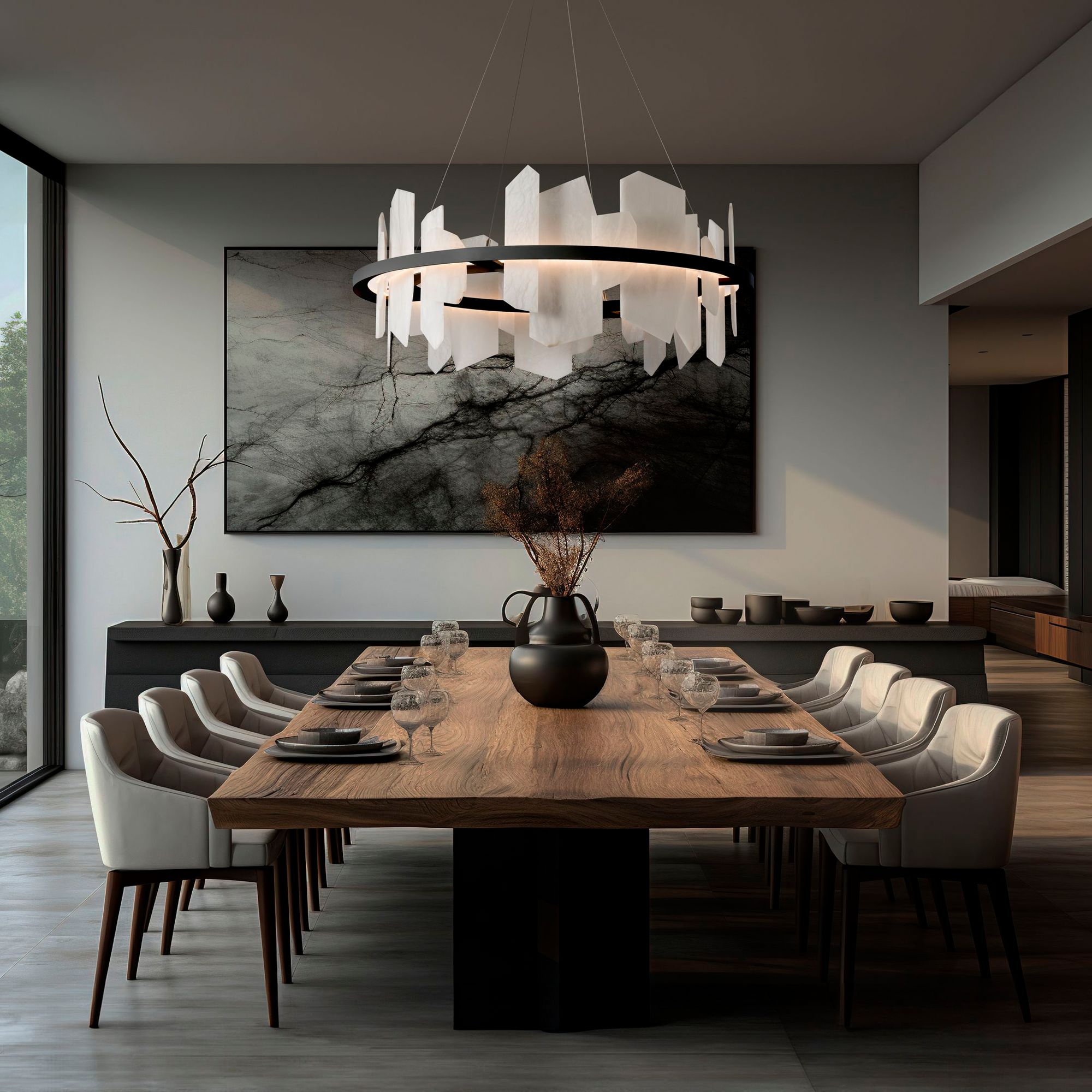 Volterra 38" Wide Black Circular LED Chandelier