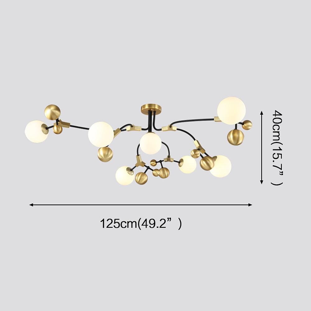 Gold Sputnik Chandelier Cle- Light with 7 LED Lights