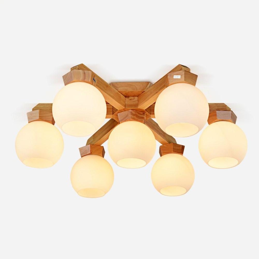 Nordic Wood Chandelier LED Globe Chandelier