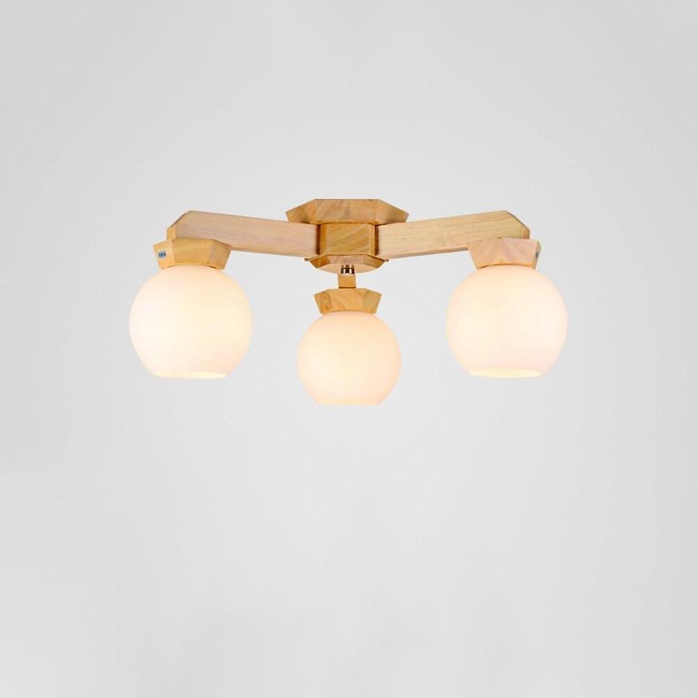 Nordic Wood Chandelier LED Globe Chandelier