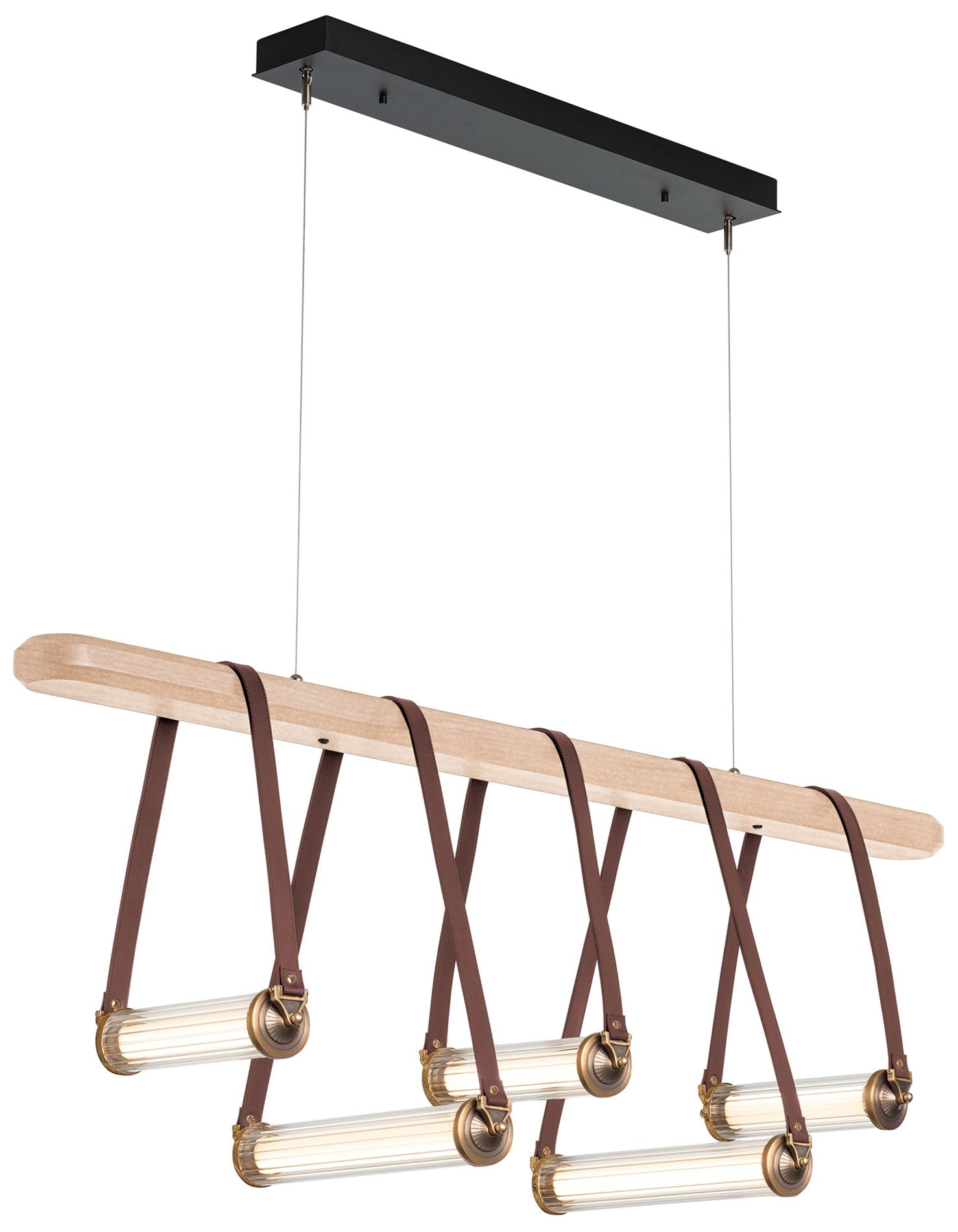 York Linear 5-Light LED Pendant Brass Brown Maple