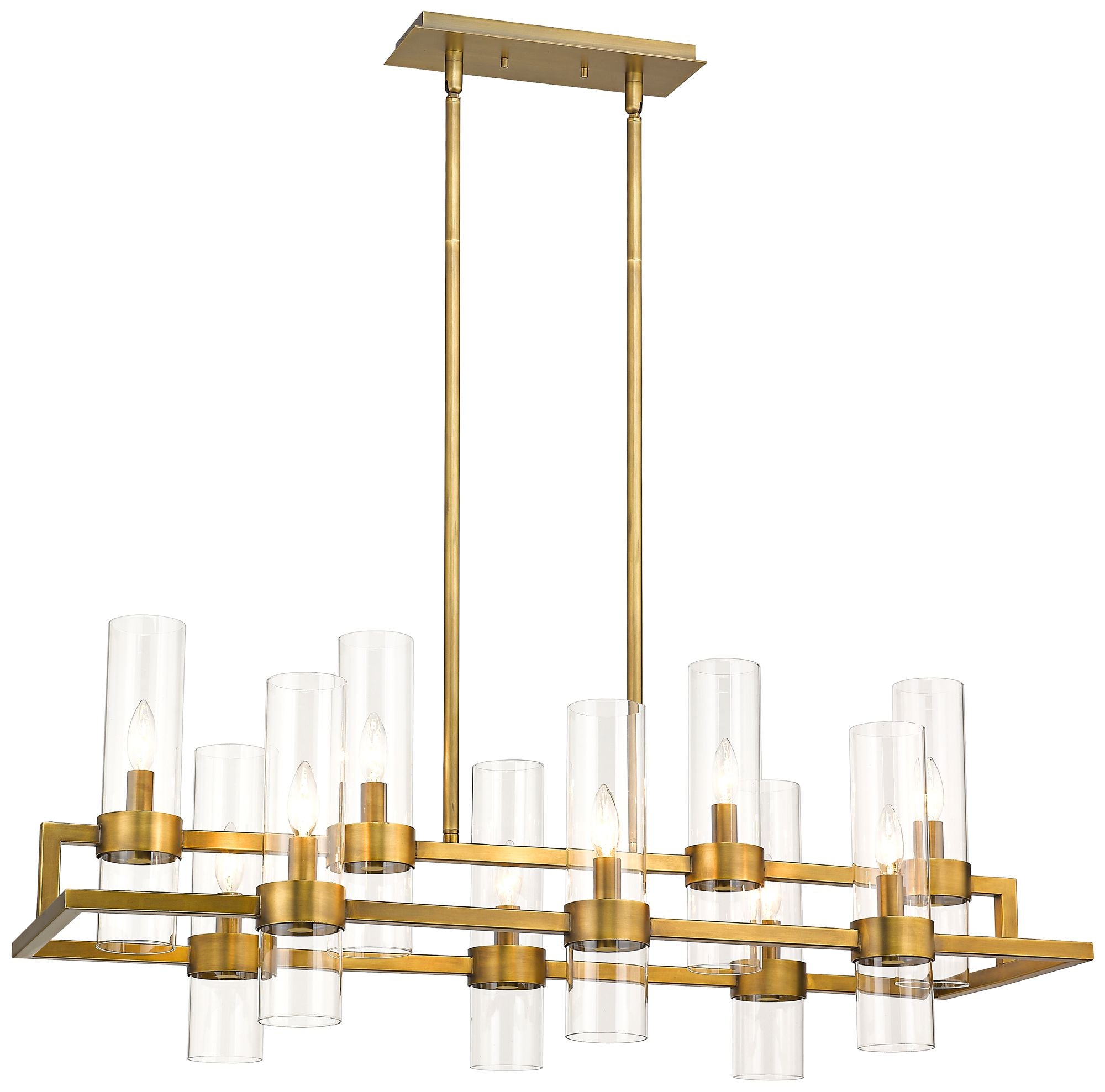 10-Light Chandelier in Rubbed Brass