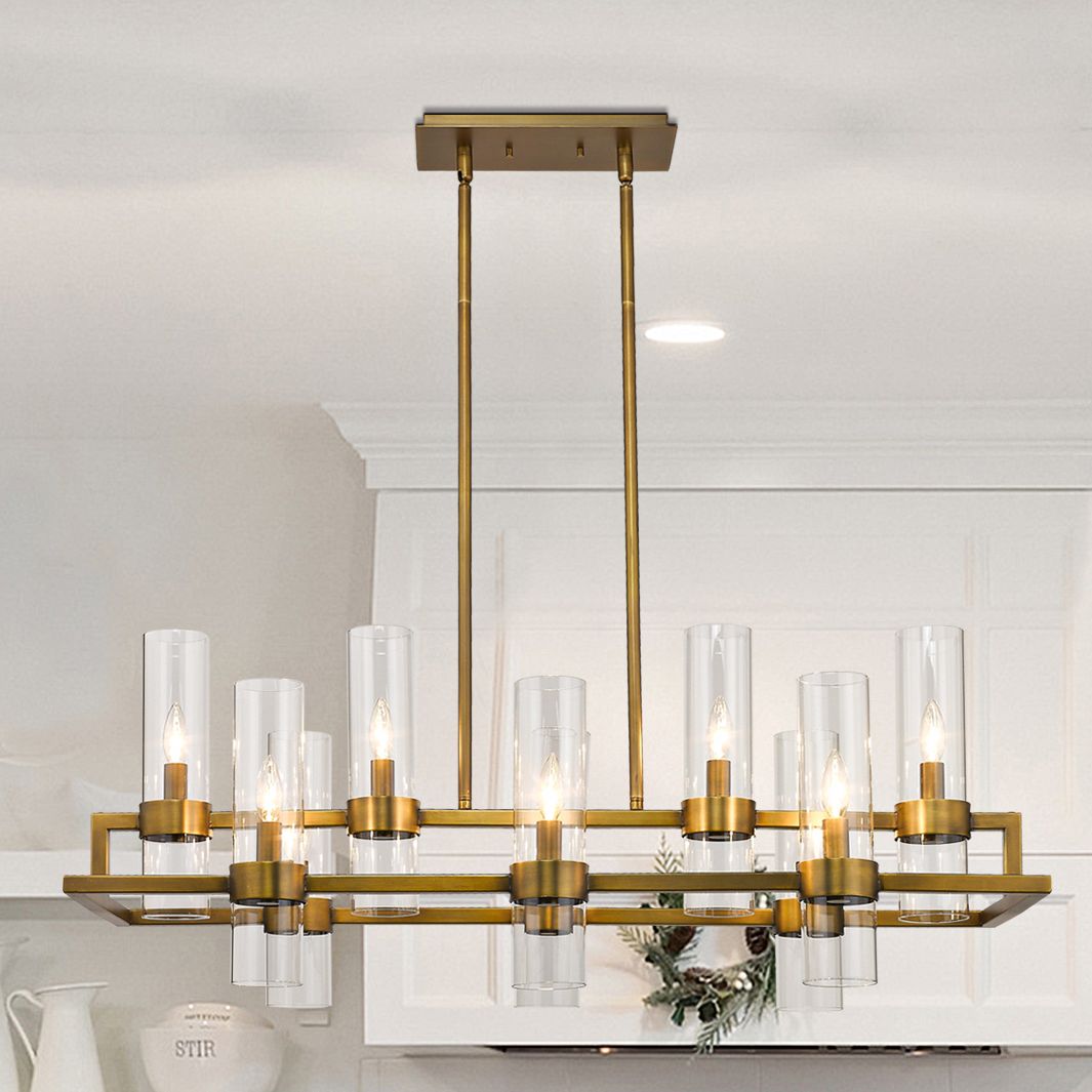 10-Light Chandelier in Rubbed Brass