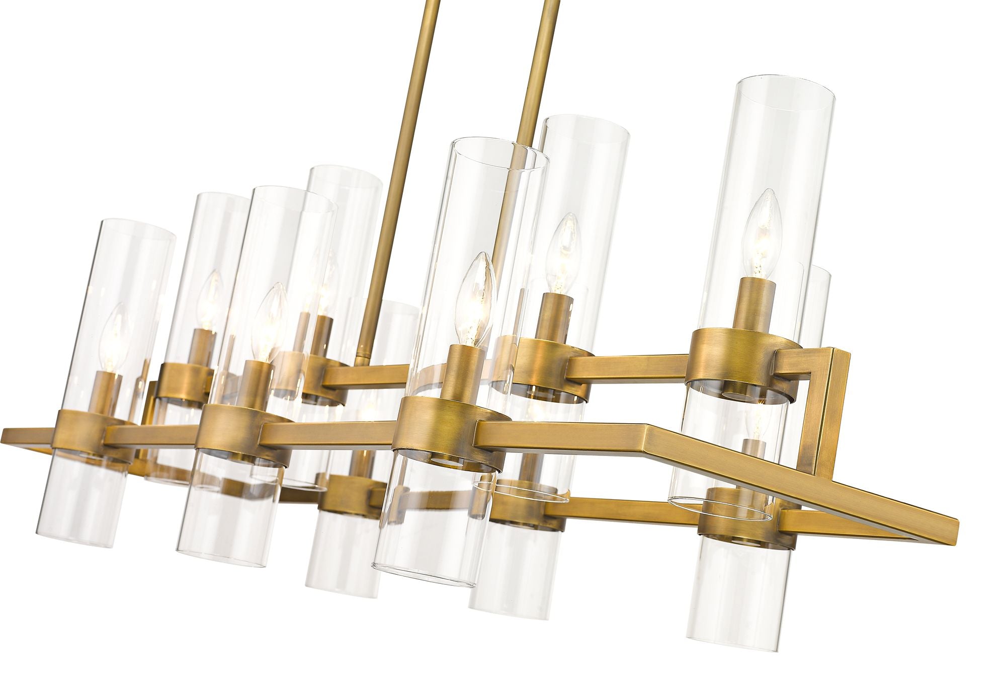 10-Light Chandelier in Rubbed Brass