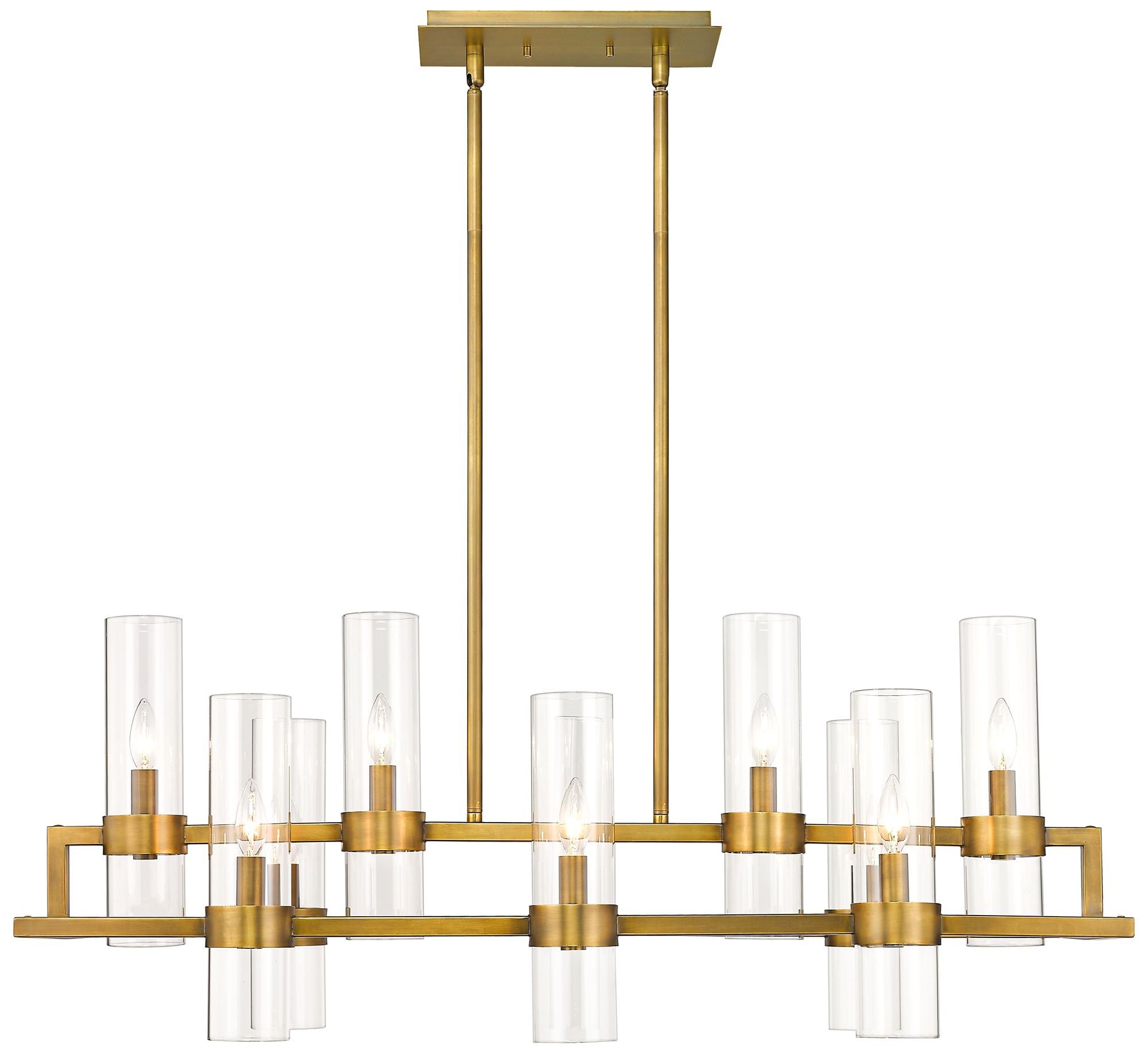 10-Light Chandelier in Rubbed Brass