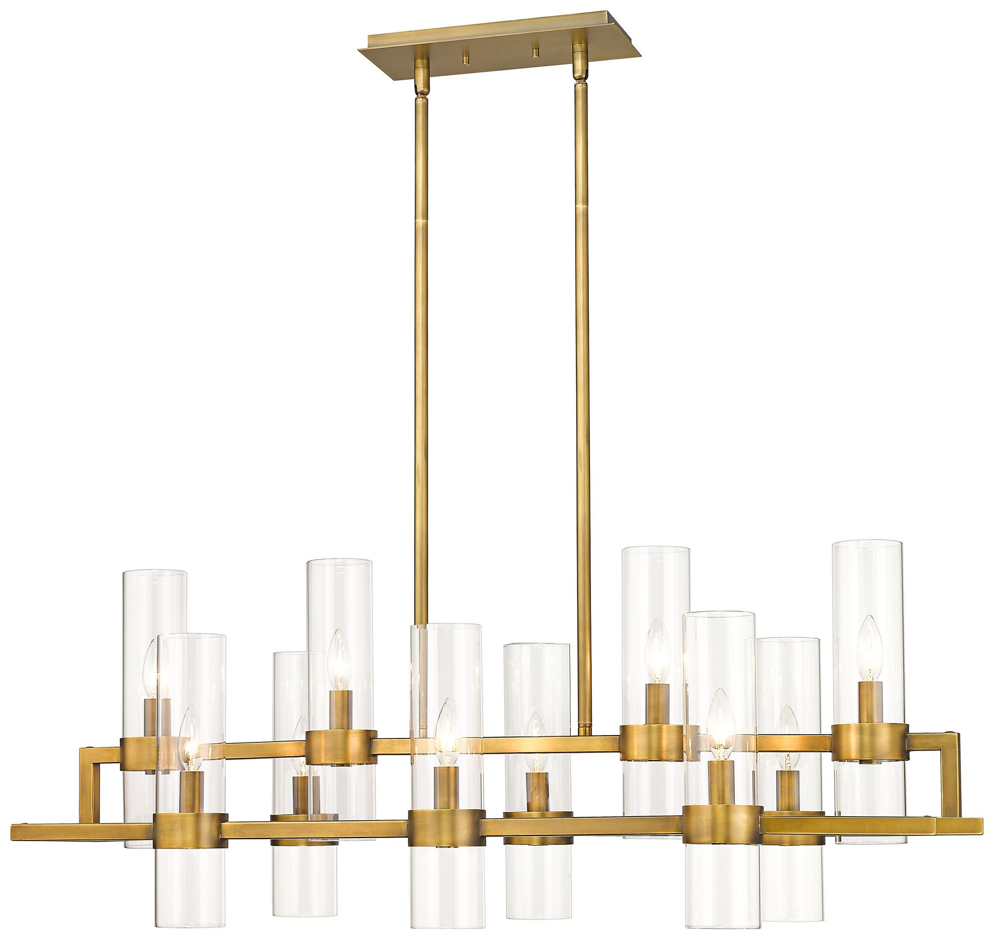 10-Light Chandelier in Rubbed Brass