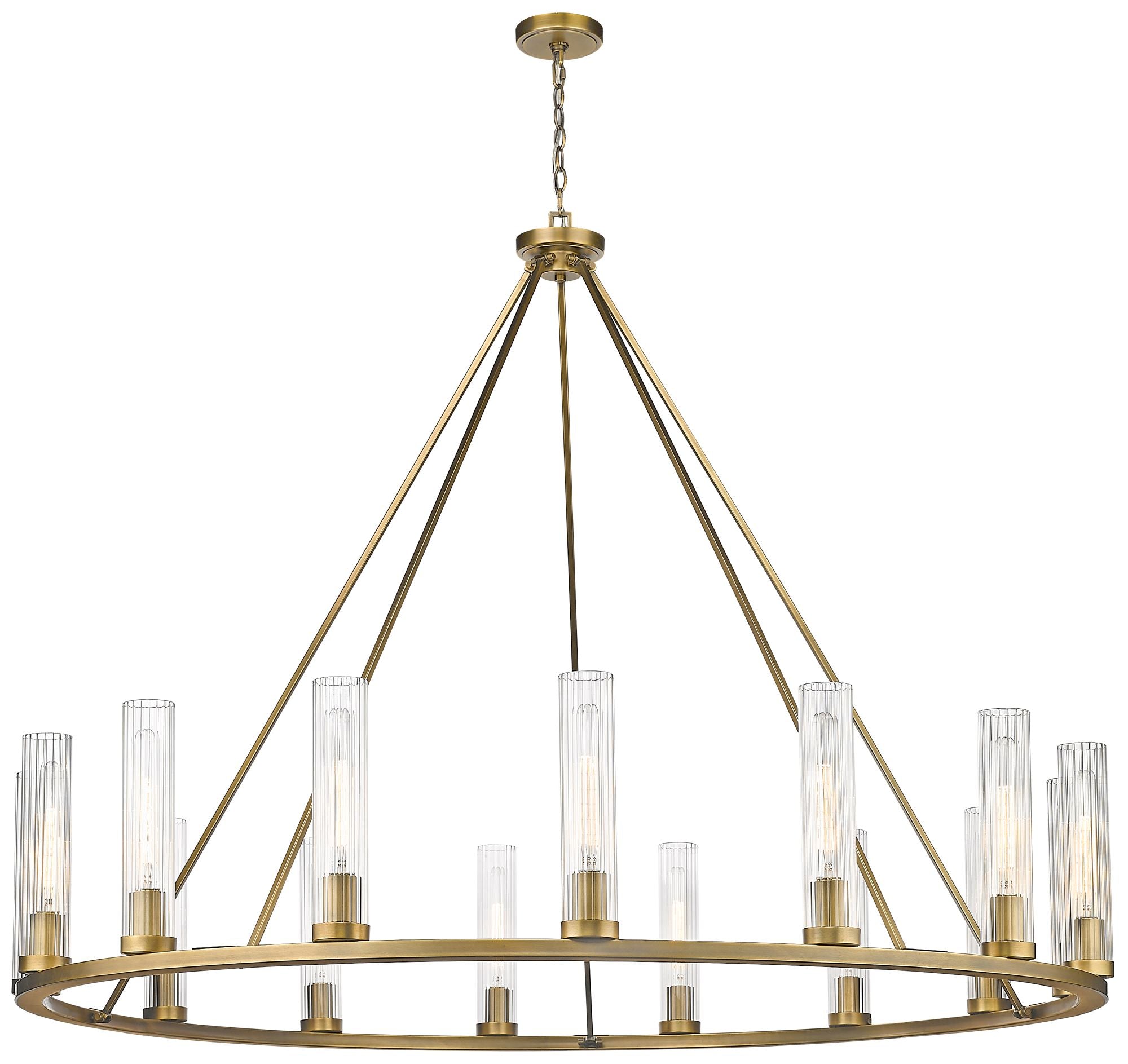 15-Light Chandelier in Rubbed Brass