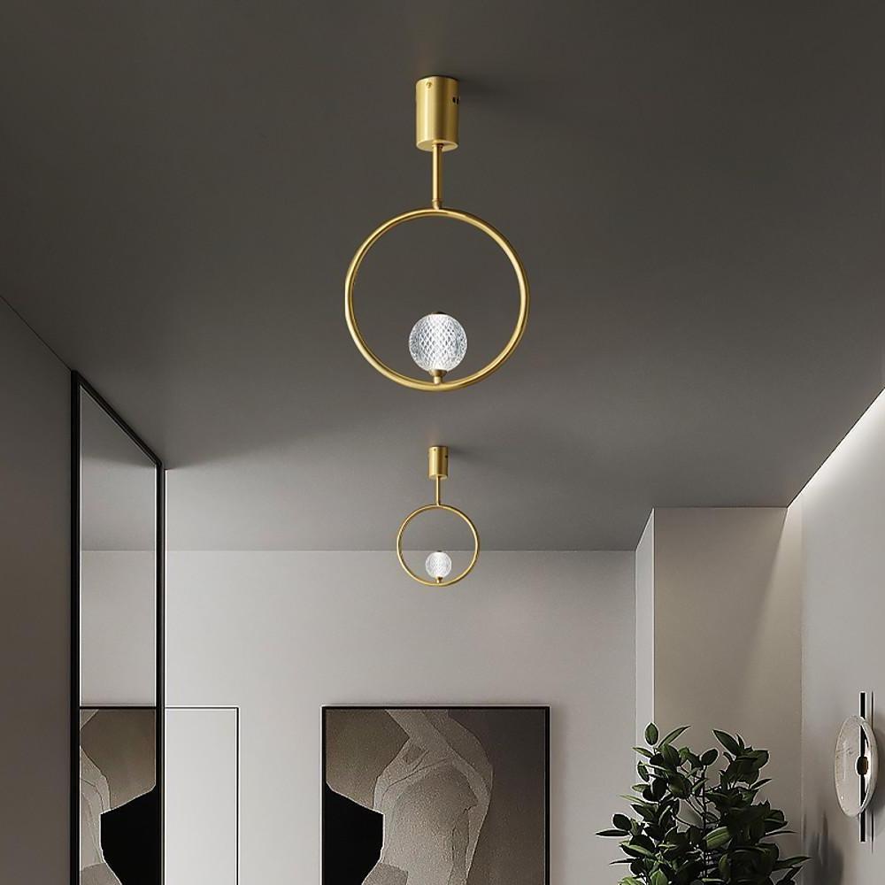 Ring Globe Acrylic Brass Flush Mount Ceiling Light