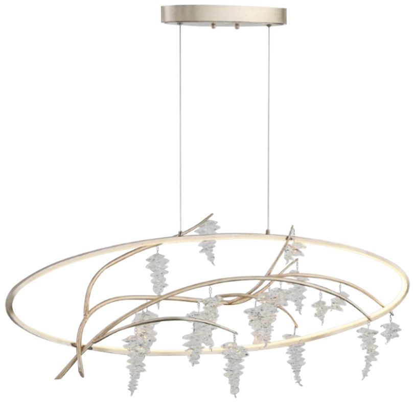 Zeev Orchard 48"W Silver Leaf with Antique LED Chandelier