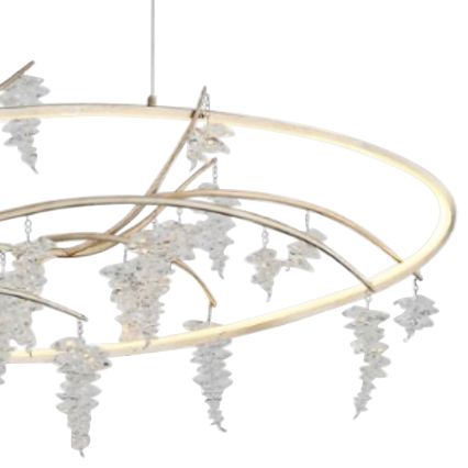 Zeev Orchard 48"W Silver Leaf with Antique LED Chandelier