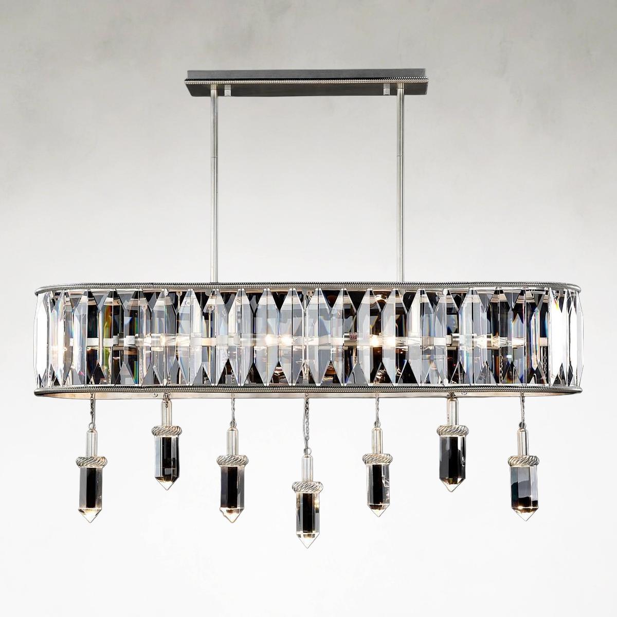 Bardot Fifteen Lite 48-Inch Champagne Silver Linear Chandelier Ceiling Light