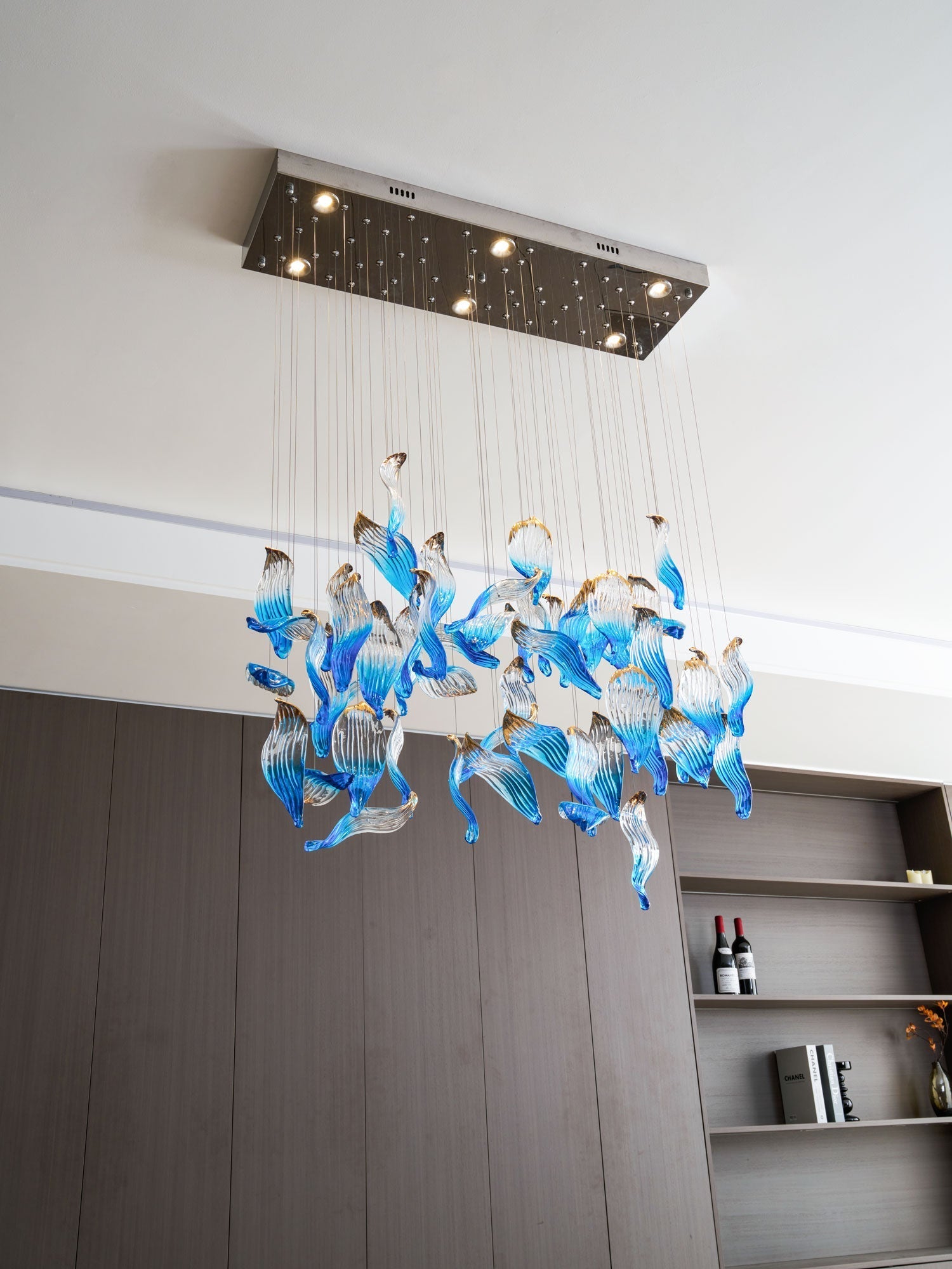 Ocean Drift Blown Glass Customizable Chandelier