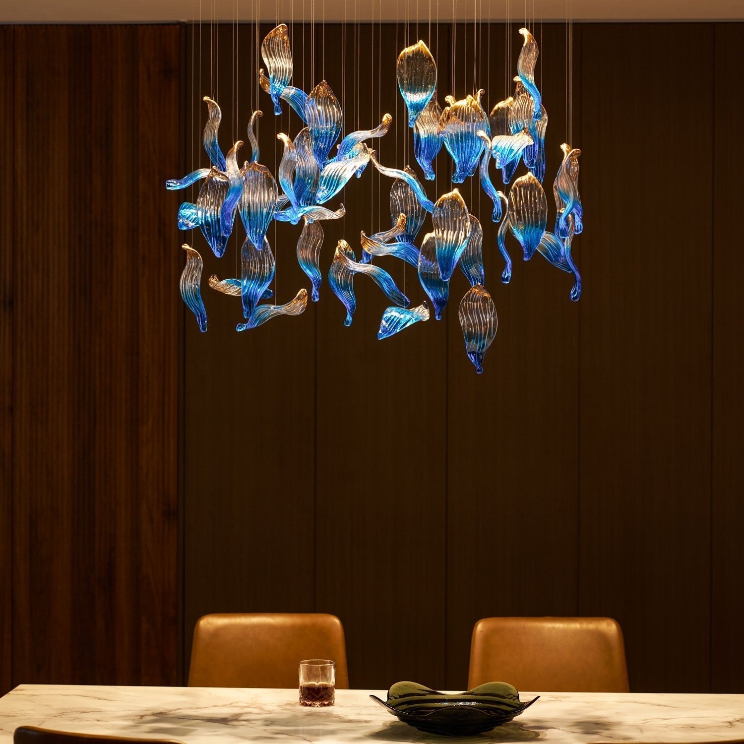 Ocean Drift Blown Glass Customizable Chandelier
