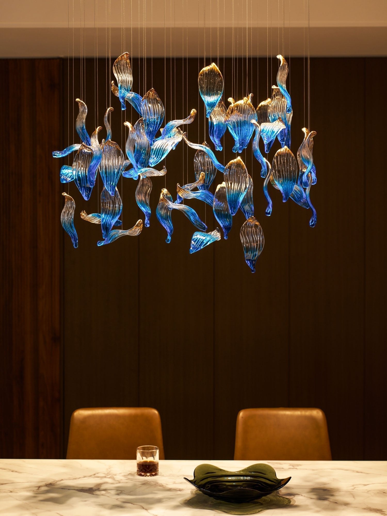 Ocean Drift Blown Glass Customizable Chandelier