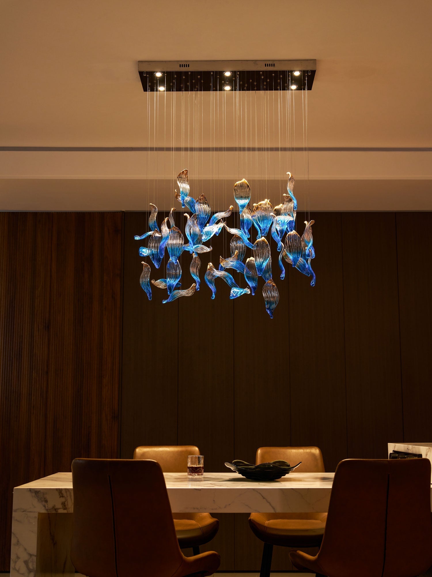 Ocean Drift Blown Glass Customizable Chandelier