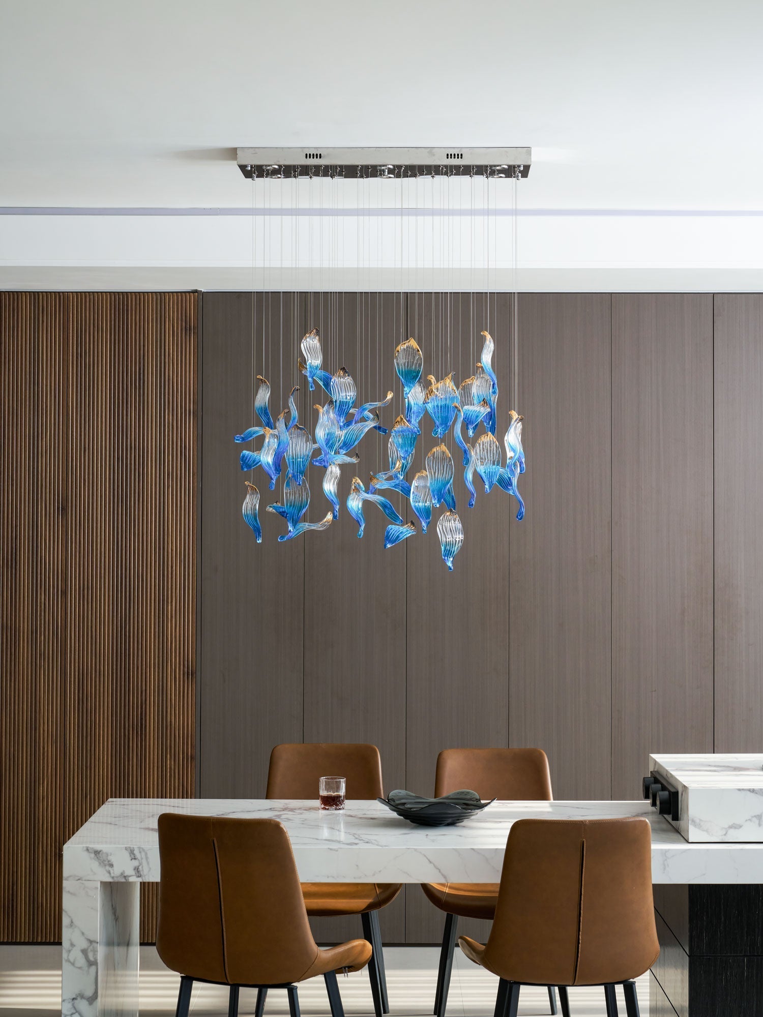 Ocean Drift Blown Glass Customizable Chandelier