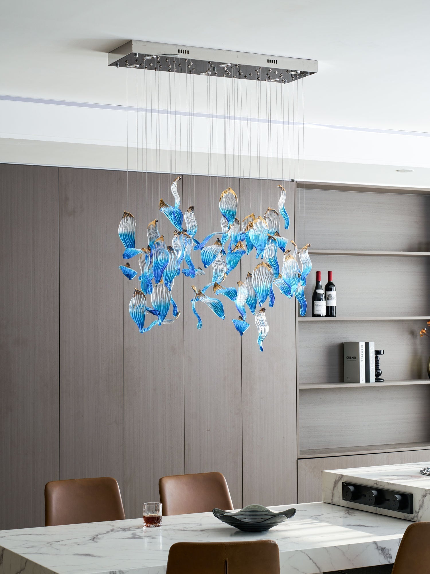 Ocean Drift Blown Glass Customizable Chandelier
