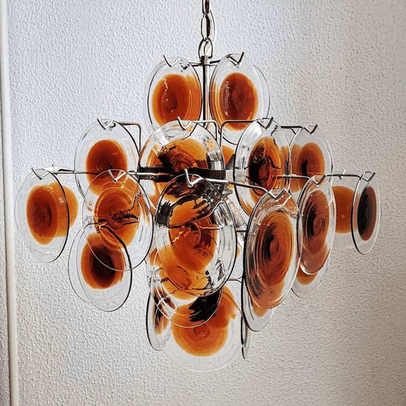 Close-up angle of Mazzega Vistosi Murano Chandelier showing form and material detail
