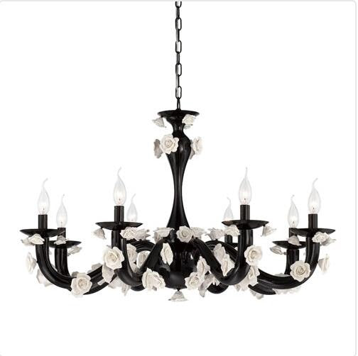 Black / White Eight-Light Chandelier