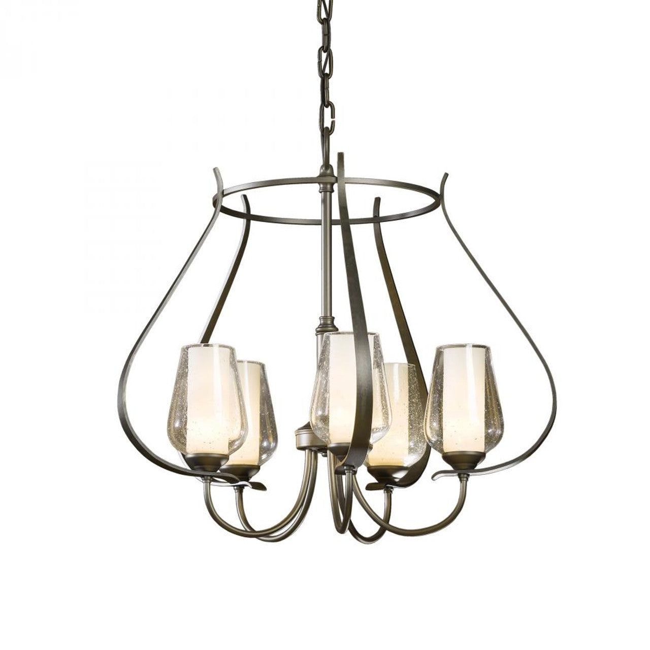 Flora Chandelier, 5-Light, Soft Gold, Opal and Seeded Glass, 22.2"W (103045-SKT-84-ZS0354 3WHWZN)