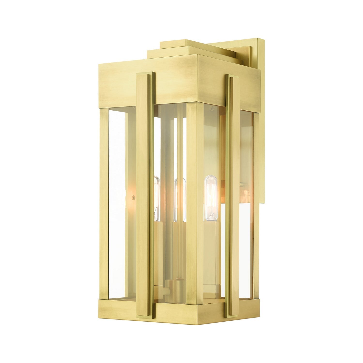 Lexington 3-Light 18.00" Natural Brass Outdoor Wall Sconce front view
