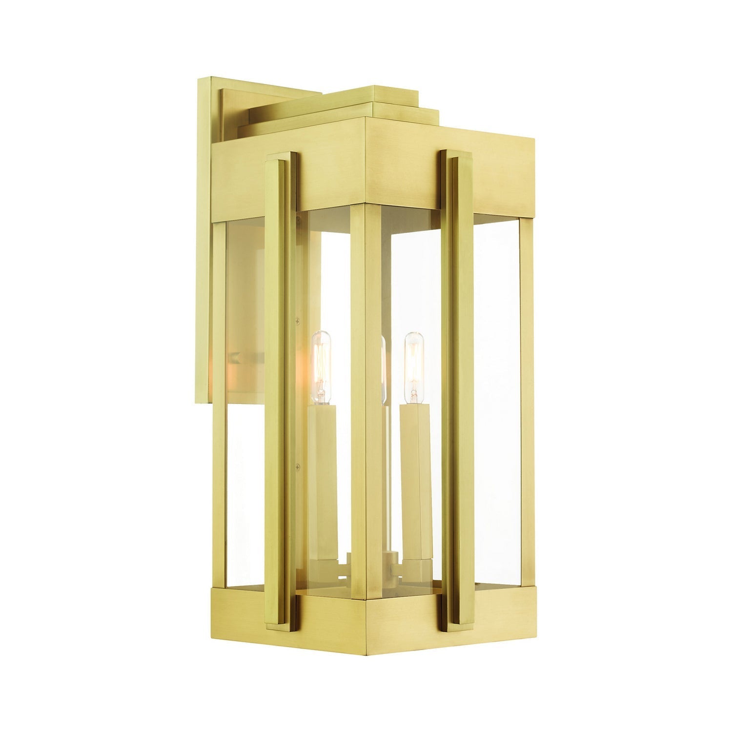 Lexington 3-Light 22.50" Natural Brass Outdoor Wall Sconce front view
