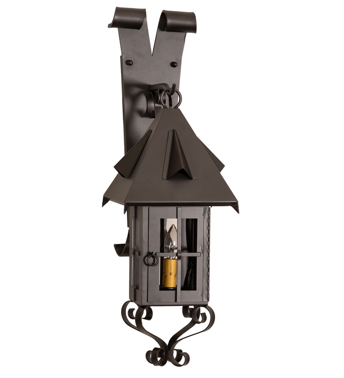 High Restored 1-Light 24.00" Wrought Iron Wall Sconce detail view 5